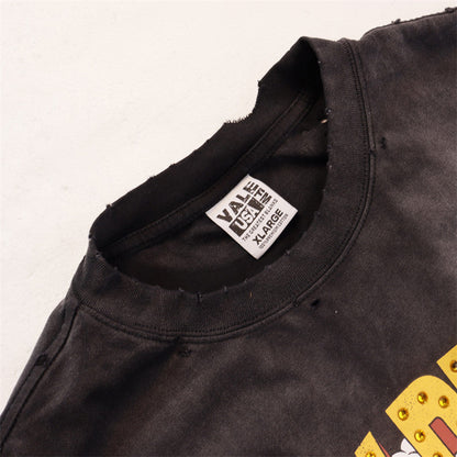 Letter Print Distressed T-shirt