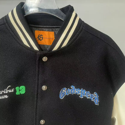 Godspeed Mens F.T.D Wool Varsity Jacket Black/blue