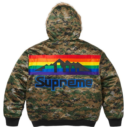 Supreme M & N Teams Hooded Satin Varsity Jacket