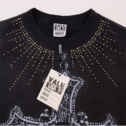 Letter Print Washed Distressed T-Shirt