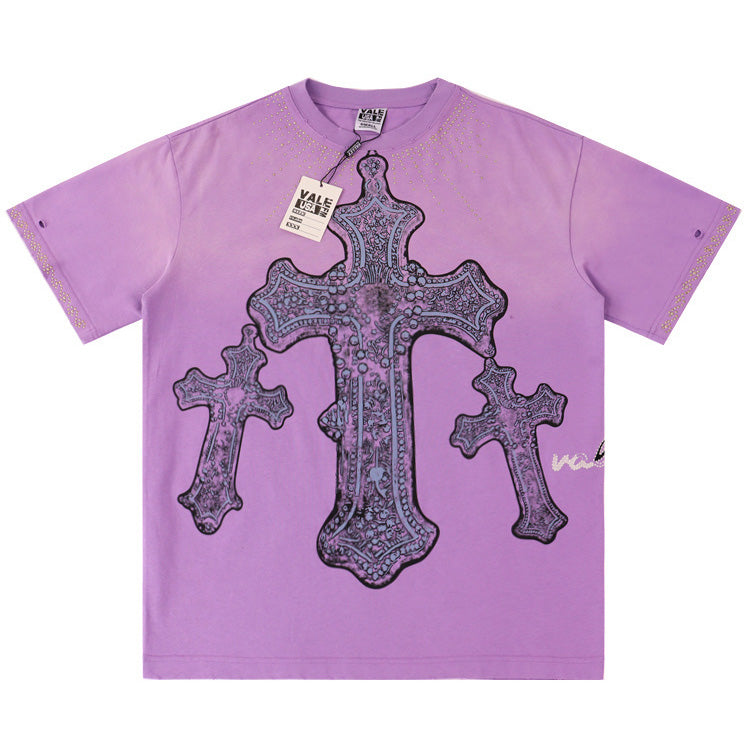 Letter Print Washed Distressed T-Shirt
