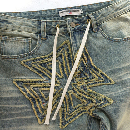 VALLEY Embroidered Letter Jeans #8261